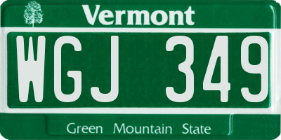 VT license plate WGJ349