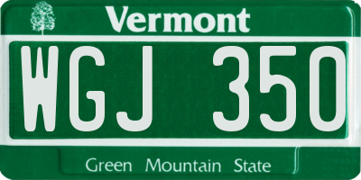 VT license plate WGJ350