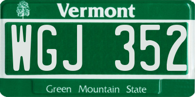 VT license plate WGJ352