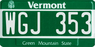 VT license plate WGJ353