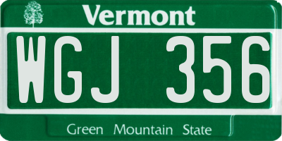 VT license plate WGJ356