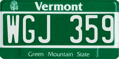 VT license plate WGJ359