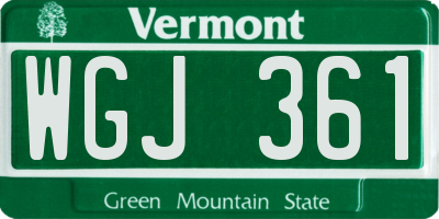 VT license plate WGJ361