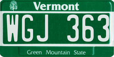 VT license plate WGJ363