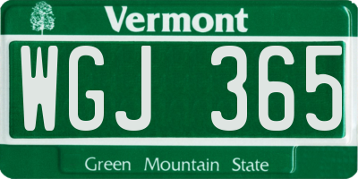 VT license plate WGJ365