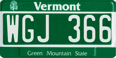 VT license plate WGJ366