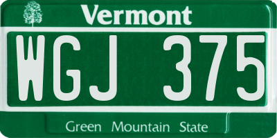 VT license plate WGJ375