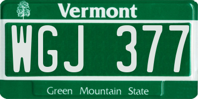 VT license plate WGJ377