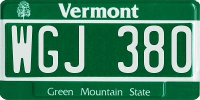 VT license plate WGJ380
