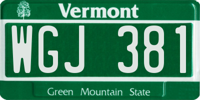 VT license plate WGJ381