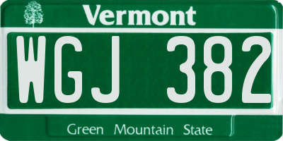 VT license plate WGJ382