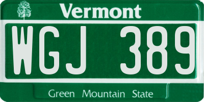VT license plate WGJ389