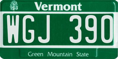 VT license plate WGJ390
