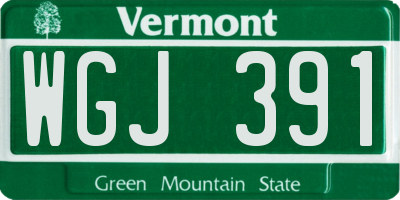 VT license plate WGJ391