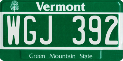 VT license plate WGJ392