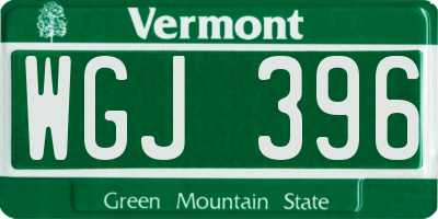 VT license plate WGJ396
