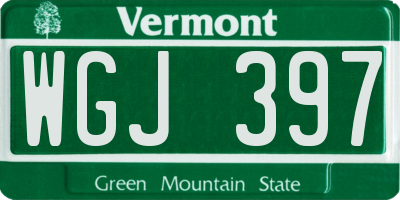 VT license plate WGJ397