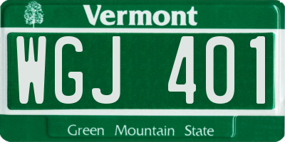 VT license plate WGJ401