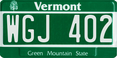 VT license plate WGJ402