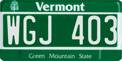 VT license plate WGJ403