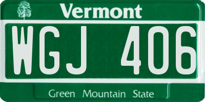 VT license plate WGJ406