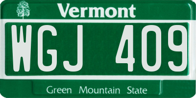 VT license plate WGJ409