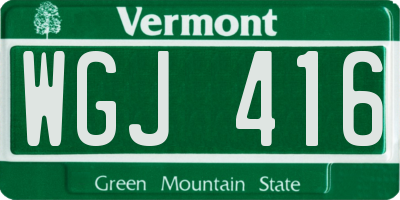 VT license plate WGJ416