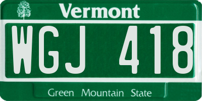 VT license plate WGJ418