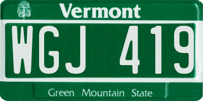 VT license plate WGJ419
