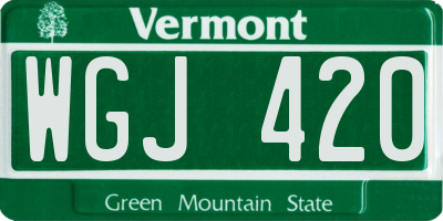 VT license plate WGJ420