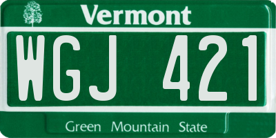 VT license plate WGJ421