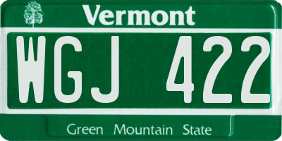 VT license plate WGJ422