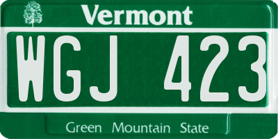 VT license plate WGJ423
