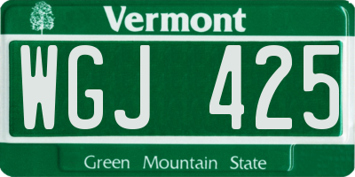 VT license plate WGJ425