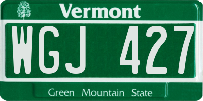 VT license plate WGJ427