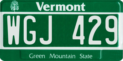 VT license plate WGJ429
