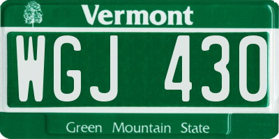 VT license plate WGJ430