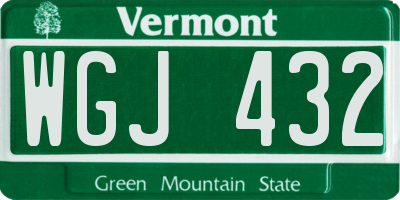 VT license plate WGJ432