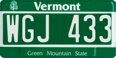 VT license plate WGJ433