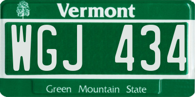 VT license plate WGJ434