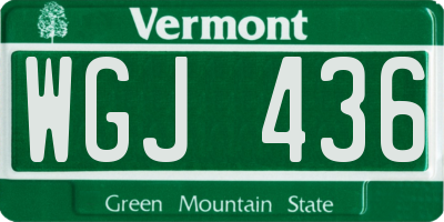 VT license plate WGJ436