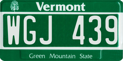VT license plate WGJ439