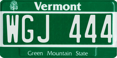 VT license plate WGJ444