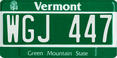 VT license plate WGJ447