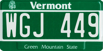 VT license plate WGJ449