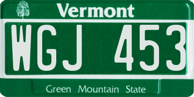 VT license plate WGJ453