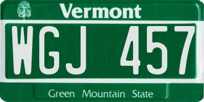 VT license plate WGJ457