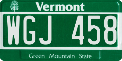 VT license plate WGJ458