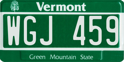 VT license plate WGJ459