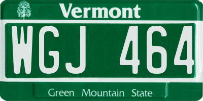 VT license plate WGJ464